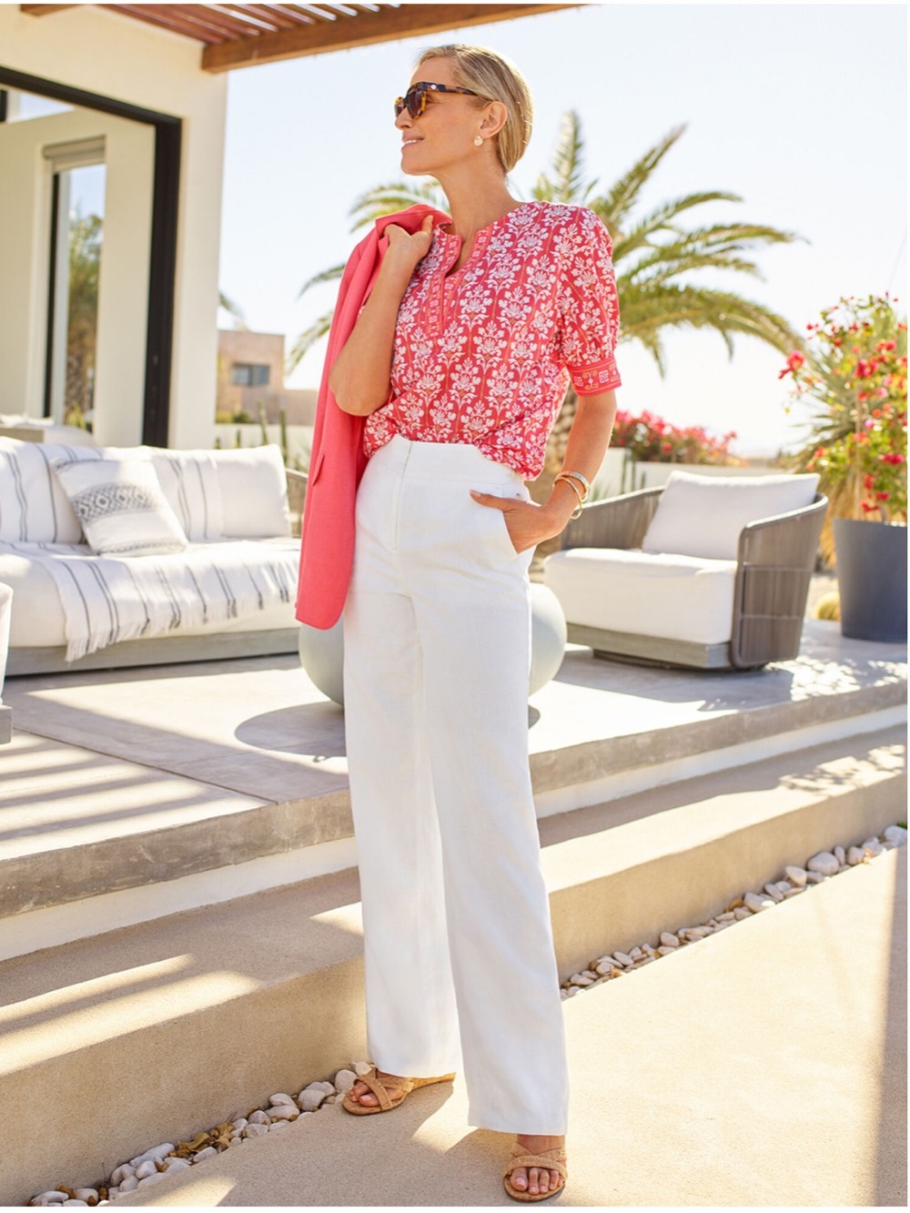 Talbots Top 0P Popover Coral